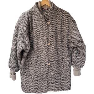 Vintage NYC New York Girl Coat Womens Size 10 Wool USA Union Made Herringbone